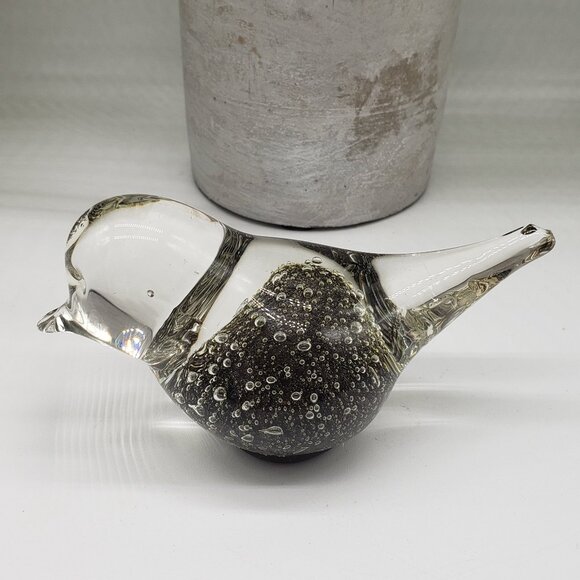 Small Black Gold Speckled Art Glass Bird Paperweight or Figurine - AS IS - Picture 3 of 8